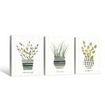 Chadow Artwork Green Leaf Canvas Wall Art 3pcs Abstract Botanical Prints Picture Plant Artwork Simple Life Family Painting for Bathroom Living Room Bedroom Office Décor 12""x16""