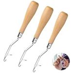 Latch Hook Tool, 3 Pcs Wooden Bent Latch Hook Tool Set - Crochet Needle for Rug Making, Art Crafts, and DIY Projects