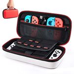 Younik Carrying Storage Case for NS Switch / Switch OLED, Large Storage Case for Switch Console & Accessories(Red and White )