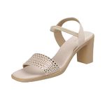 Metro Women Beige Synthetic Leather Ethnicwear Block Heel Sandal UK/5 EU/38 (33-3155)