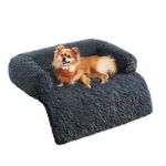 Feandrea FluffyHug Dog Sofa Bed, Dog Sofa Cover, Calming Dog Bed, M, for Small and Medium Dogs, 80 x 75 x 16 cm, Dark Grey PGW221G02