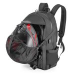 Oumurs Motorcycle Helmet Backpack 50L, Water-Resistant 1680D Oxford Fabric, Expandable, Motorbike Helmet Bag, Reflective, Helmet Strap, USB, Large Capacity, Laptop Rucksack, Long Distance Travel,