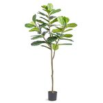 VEVOR Artificial Fiddle Leaf Fig Tree, 6 FT, Secure PE Material & Anti-Tip Tilt Protection Low-Maintenance Faux Plant, Lifelike Green Fake Potted Tree for Home Office Warehouse Decor Indoor Outdoor