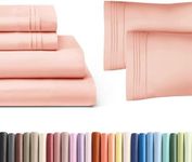 CGK Unlimited Baby Pink 4-Piece Sheet Set & Pillowcase Bedding Bundle (King Size) - Bed Set Includes Complete King Sheet Set & 2 King Pillowcases - Cooling Sheets & Pillowcase Bedding Set