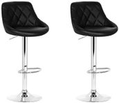 Artiss Bar Stools Stool Set of 2 Adjustable Kitchen Swivel Counter Barstools Dining Chair Gas Lift Leather Black in 66-79cm Seat Height Floor for Home Bar Dining Room Cafe Outdoor Indoor