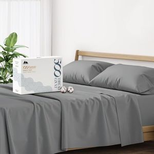 Mayfair Linen Hotel Collection 100% Egyptian Cotton - 500 Thread Count 4 Piece Sheet Set - Dark Grey Size Queen