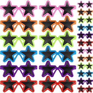 Frienda 24 Pairs Kids Star Sunglasses Neon Star Sunglasses Star Glasses for Summer Beach Pool Birthday Party Favors(Multicolor)