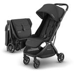 UPPAbaby Minu V3 Travel Stroller | Lightweight + Compact Design | One-Hand Fold + Unfold | From Birth + Overhead Compatible | Jake (Charcoal/Carbon Frame/Black Leather)