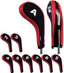 Andux Number Print Golf Iron Club Head Covers Zipper Long Neck 10pcs/set Black/red