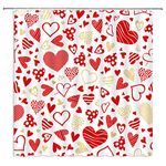 QYVLHD Valentine's Day Shower Curtain Red Pink Gold Heart Romantic Sweet Love Couples Lover Valentine Day Wedding Creative Modern Geometric Fashin Girl Bathroom Decor Fabric Curtain with Hooks