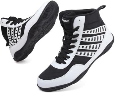 BKWHDAY Wrestling Shoes Boxing Boots for Training Weightlifting Black/White