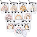 Sieral 10 Pcs Inspirational Gifts for Women Rainbow Tumbler 12oz You Are Awesome Stainless Steel Insulated Mugs Thank You Employee Appreciation Gifts with Motivational Quotes for Girls Student Teacher