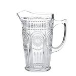 TIENER Italian Premium Glass Water Jug | 1.5L Transparent Beverage Carafe for Home, Office etc., 1 Pcs Set (Romantic JUG 1.5 Liter)