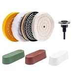 8 Pcs 4 Inch Buffing Polishing Wheels Set with 3 Pcs Polish Compound 1/2” Arbor Hole for Bench Grindes Compounds