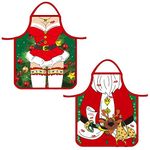 Gukasxi 2Pcs Christmas Aprons Funny Apron for Women Men Cooking Apron Adjustable Kitchen Baking Apron BBQ Chefs Pinafore Bib Apron Gift for Wife Girlfriend Boyfriend Mom Dad Grandma