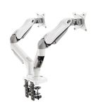 HUANUO Dual Monitor Arm Desk Mount for 13 to 30 Inch Screens, Dual Monitor Stand for Curved Flat Screens, White Double Monitor Arm Support VESA 75/100 mm