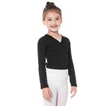 Bezioner Girls' Classics Ballet Wrap Top Long Sleeve Black M