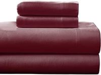 Pointehaven Heavy Weight Solid Flannel Sheet Set, Full, Merlot