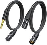 XLR Female to 1/4 Cable with XLR Cable 6ft Bundle, Rean Connectors from Neutrik, Kevlar-Reinforced Nylon Braided TRS to XLR Cable, Balanced Quarter Inch to XLR Female Cable, OFC