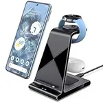 Wireless Charger for Google Pixel Watch 2, Fitbit Versa 4/Versa 3/Sense 2/Sense Charger, 3 in 1 Wireless Charging Station for Google Pixel 8 Pro/8/7/7a/6/6 Pro, Samsung S24 Ultra/S24/ Wireless Earbuds