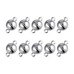 Necklace Clasp, 10 PCS Round Glossy Strong Magnetic Clasp for Jewelry Making (Silver)