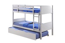 Visco Therapy Lala Bunk Bed, 3FT, Stylish White Wooden Frame with Drawers or Trundle. (Frame with Trundle)