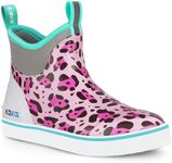 Kalkal Women's Deck Boots, Waterproof Ankle Rain Boots Fishing Boots with High Traction, Women's Rubber Boots For Gardening Fishing Boating Camping(Leopard Pink,Size6)