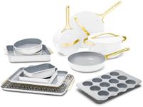 Caraway 23-Piece Nonstick Ceramic Cookware & Bakeware Set – Pots, Frying Pans, Lids, Baking Sheets, Pans, Cooling Rack & Storage – Oven Safe, Non-Toxic – Compatible with All Stovetops - White