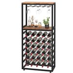 Dripex Wine Rack Free Standing Floor for Liquor and Glasses, 6-Tier Display Wine Bottles Storage Shelves with 2 Tier Wooden Shelves, Sturdy Metal Bottle Holder for Kitchen Bar Pantry