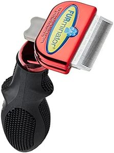 Furminator DeShedding Brush Comb Tool for Long Hair Small Dogs, Metallic Red