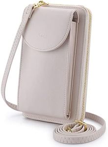 S-ZONE Mujer Bolso bandolera para teléfono celular PU Cuero RFID Bloqueo teléfono celular Monedero con ranuras para tarjetas Se adapta a teléfonos celulares de menos de 6.5 "