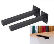 AddGrace Industrial Black Shelf Brackets 14 Inch L Brackets for Shelves Heavy Duty Floating Shelf Brackets Industrial Metal Shelf Support