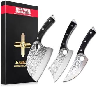 Meat Cutting Knife Set 3PC Viking Carving Knife Meat Cleaver Serbian Chef