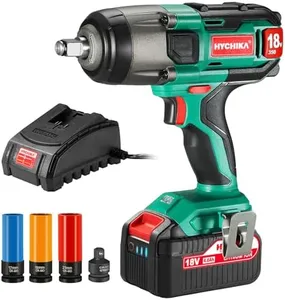 Cordless Impact Wrench, HYCHIKA 18V 350 N.m Max Torque Impact Gun Power Wrench with 4.0Ah Battery & Charger