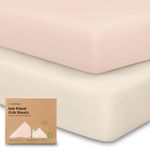 2-Pack Bamboo Viscose Crib Sheets for Boys, Girls - Fitted Crib Sheet, Organic Baby Crib Sheets Neutral,Crib Mattress Sheet, Toddler Bed Sheets,Baby Sheets for Crib,Unisex Crib Fitted Sheet (Cameo)