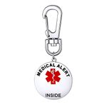 Supcare Medical Alert Keyrings Luggage Tag Stainless Steel Emergency Information Resue Reminder for People