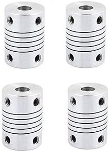 Xnrtop 8mm to 6.35mm Shaft Coupling 25mm Length 18mm Diameter Stepper Motor Coupler Aluminum Alloy Joint Connector for 3D Printer CNC Machine DIY Encoder(Pack of 4）