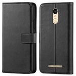 SUNSHINE® Leather flip Case Compatible with Redmi Note 3 | Inside TPU with Card Pockets Wallet Stand Magnetic Closure 360 Degree Complete Protection Vintage Flip Cover - Black