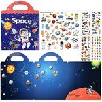 ASTARON 3D Sticker Scenes Book for Kids, 88 Pcs Reusable Space Jelly Stickers for Toddlers, Puffy Sticker Game Educational Sensory Learning Toy, Party Supplies Birthday Gift