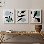 Painting Mantra Bohemian Abstract Botanical Boho Wall Art Framed Art Print for Bedroom, Minimalist Office Room Décor (Set Of 3, 13x17 Inch)