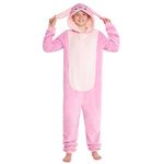 Disney Stitch Onesie for Kids Fleece Pyjamas Lounge Wear Eeyore Minnie Mouse Stitch Gifts (11-12 Years, Pink Angel)