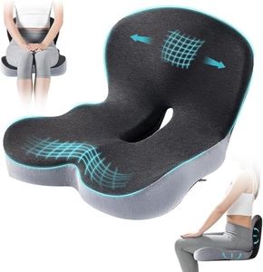 Orthopedic Memory Foam Seat Cushion - Comfort Coccyx Cushion for Tailbone Pain Relief, Washable Cover, Lumbar Support for Office Chair, Car, Home, Long Sitting