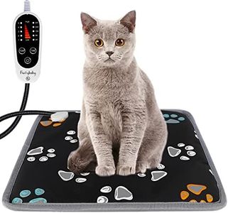 Furrybaby Pet Heating Pad, Waterproof Dog Heating Pad Mat for Cat with 5 Level Timer and Temperature, Pet Heated Warming Pad with Durable Anti-Bite Tube Indoor for Puppy Dog Cat (Black Paw, 17" X 17")