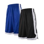 TOPTIE Men's 7" Mesh Basketball Shorts with Pockets for Men, 2-Tone Active Athletic Shorts, Workout Shorts for Adult-2 Pack Black/Blue-L