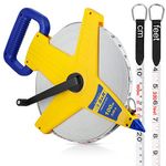 S&R surveyors tape measure fiberglass 100m / 330 feet double marked tape reel, extra long builders roll tape, width 13mm