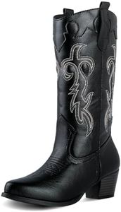 Canyon Trails Cowboy Boots - Traditional Style Cowgirl Boots Comfortable Western Boots for Women & Teen Girls - Black, 11