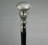 Medieval Replicas Walking Stick with Silver floral Decorated Knob and Black Shaft