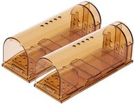 Humane Mouse Trap 2 Pack, Mice Trap Reusable Rodent Trap,No Kill Live Mice Catch Cage, Indoor and Outside Mouse Traps, Kids/Pets Safe, Easy to Set (5.7 * 6.3 * 17)…