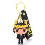 Daiyamondo Creative Amazing Elegant 3D Silicone Premium Key rings With Long Bow Suitable For Car Bike Keychains, Bag Charms, Gifts, Bag Pendant (Black Suit Lok)