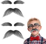 AONSOULE 2Pcs Gray Mustaches and Eyebrows, 100 Days of School Old Man Costume Accessories, Self-Adhesive Fake Mustache for Halloween Cosplay Parties